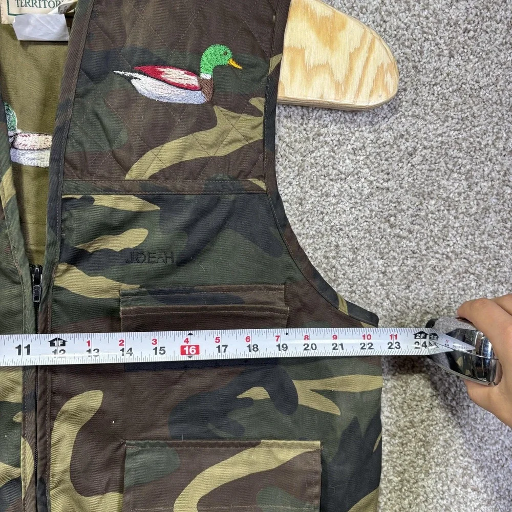 Vintage 90s Northwest Territory Vest Mens Large Green Camo Full Zip Hunting Duck